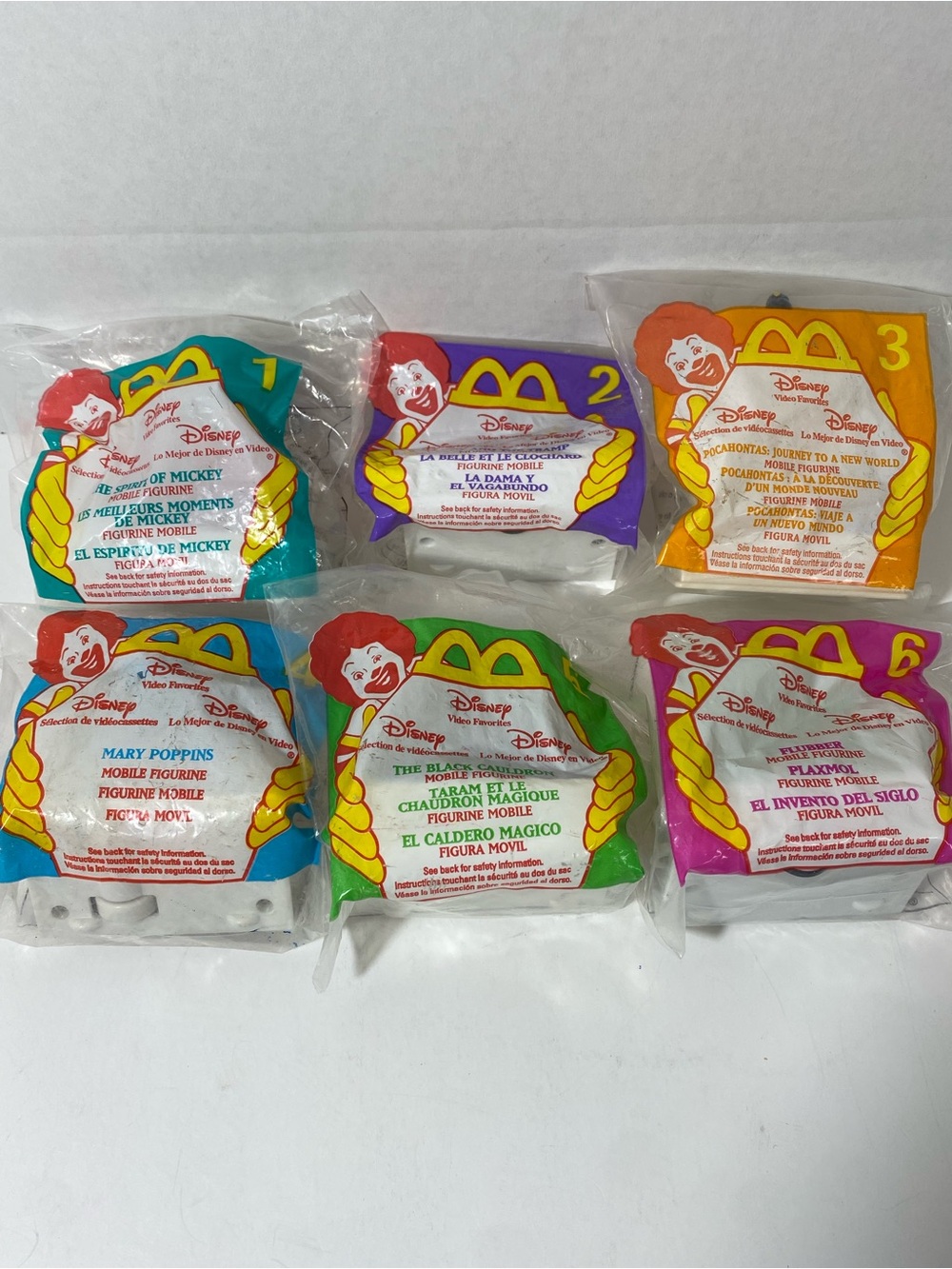 DISNEY VIDEO FAVORITES MOBILE FIGURES McDONALD’S HAPPY MEAL VINTAGE 1998
